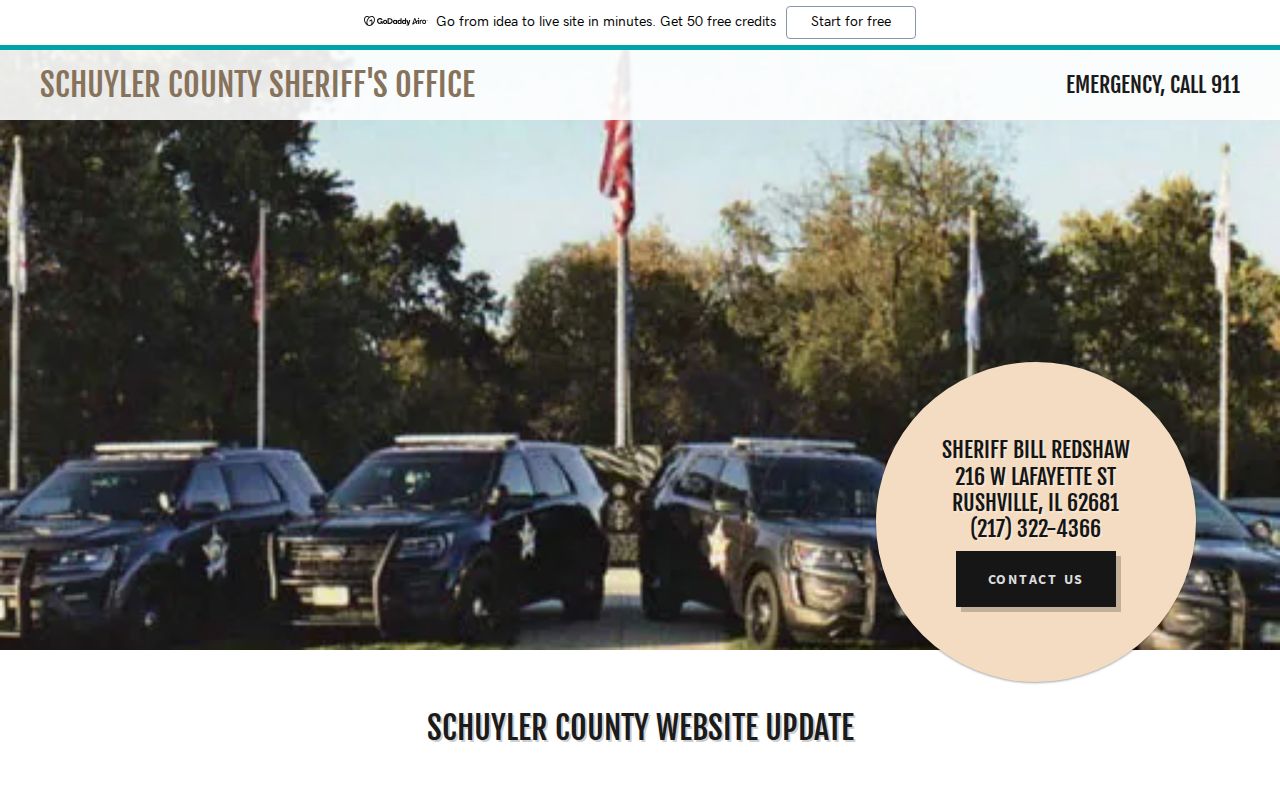 Schuyler County Sheriff official website with booking and app information
