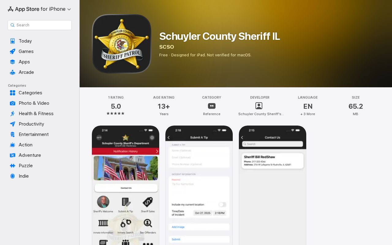 Official Schuyler County Sheriff mobile app listing