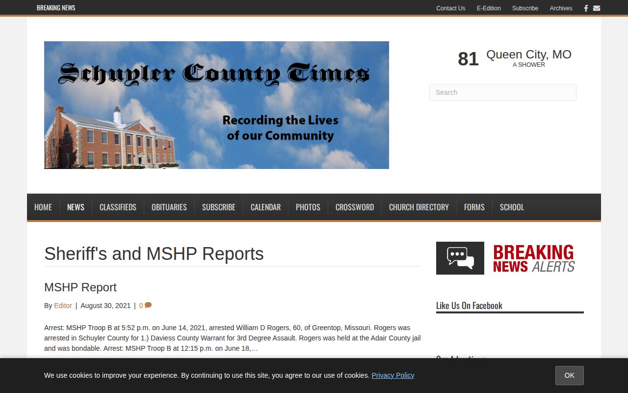 Schuyler County Times periodic Sheriff and police report section